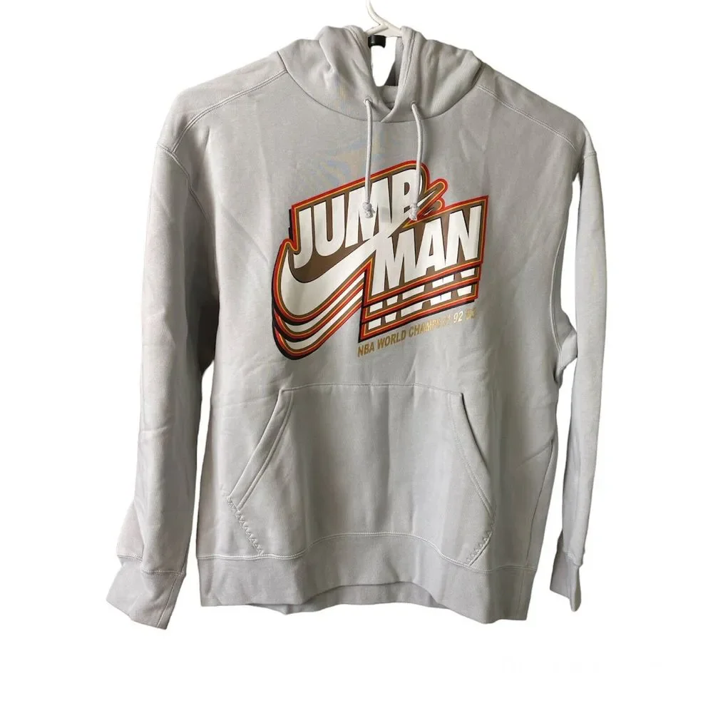 Nike Air Jordan Hoodie Grey Fog Fleece Men's Size Large, NBA World Champs New